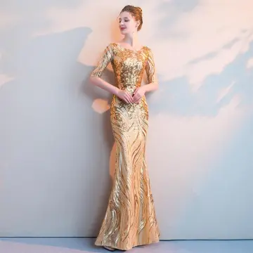 Gold Beaded Ball Gown Yellow Prom Dresses 2023 With High Neck, Lace  Applique, Peplum, And Long Sleeves 2021 Formal Evening Wear For Women From  Lindaxu90, $137.78 | DHgate.Com