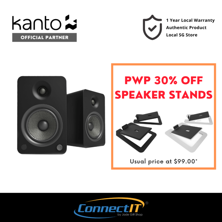 Kanto Yu6 Powered Bookshelf Speaker With Wireless Bluetooth And Phono Preamp Remote Control 6597