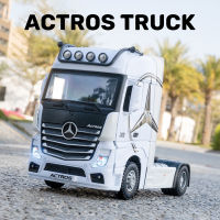 รถเบนซ์ Actros ขนาด1:36โมเดลรถโลหะผสมรถ Diecast ไฟเสียงรถคนรักของสะสมวันเกิดสำหรับเด็กของเล่นของเด็กผู้ชายของขวัญโลหะ