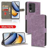 Y17S เคสแบบฝาพับสำหรับ Vivo 2023 VivoY17S Y17 S หรูหราปลอกฝาปิดโทรศัพท์หนังกระเป๋าเงินมีช่องเสียบบัตรขาตั้งที่ป้องกัน RFID เคสกันกระแทกมือถือกรอบ TPU แบบนุ่มปลอดภัย