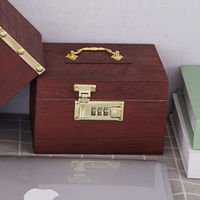 กล่องจัดระเบียบกล่องเงินทำจากไม้ Box Penyimpan Uang กระปุกออมสินวินเทจพร้อมล็อคของขวัญสำหรับเด็กและผู้ใหญ่