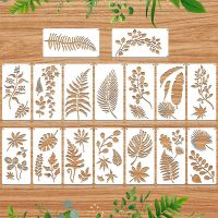 THLH7J 16 Pieces Leaves Stencil Reusable Sheet Painting Stencil Sheet Wall Stencil Leaf Pattern Template Tropical Leaf Reusable