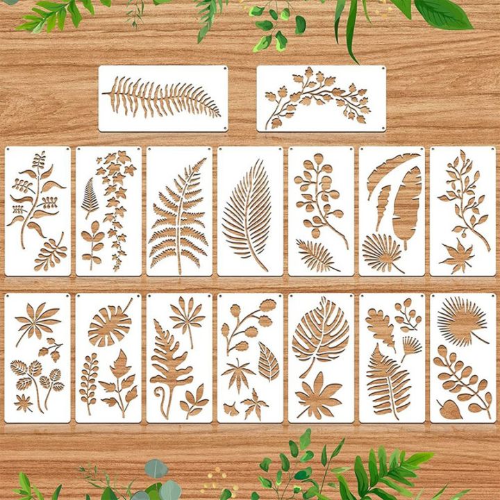 16-pieces-leaves-stencil-reusable-sheet-painting-stencil-sheet-wall-stencil-leaf-pattern-template-tropical-leaf-reusable