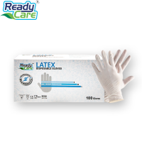 ถุงมือยางธรรมชาติแบบมีแป้ง Readycare Powdered Latex Disposable Gloves 100 ชิ้น