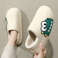 Winter Woman Slippers Waterproof Thick Platform Non-Slip Comfortable Home Slippers Cotton Couple Cartoon Dinosaur Slipper Man