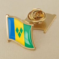 Saint Vincent and the Grenadines Saint Vincent and the Grenadines National Flag Crystal Resin Emblem Brooch World Flag Badges All-metal Brooch Copper Brooch Collection