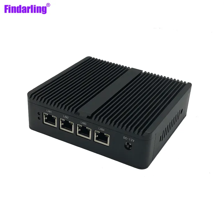 Fanless Soft Router Intel E3825 Mini PC with VGA HDMI and 4 Intel Gigabit LAN for Pfsense OPNsense Firewall Router Desktop Computer Routers