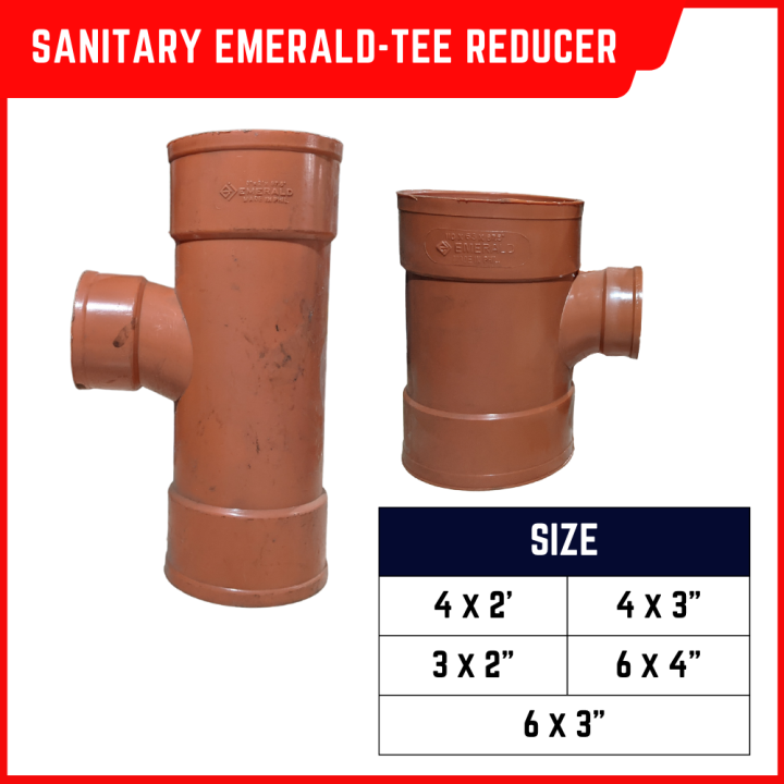 Sanitary PVC Fittings Emerald Tee Reducer Sizes 4x2 4x3 3x2 