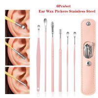 6Pcs/set Ear Wax Pickers Stainless Steel Earpick Wax Remover piercing kit earwax Curette Spoon Care Ear Clean Tool ear cleaner