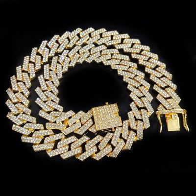 20mm Men Hip Hop Chain Necklace pave setting Rhinestone Male Hiphop iced out bling rhombus Cuban Chains Necklace fashion jewelry