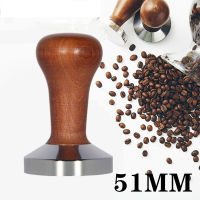 Acbali แทมเปอร์กดกาแฟเอสเปรสโซ,แบบสเตนเลสสตีล51มม. มือจับไม้1ชิ้น