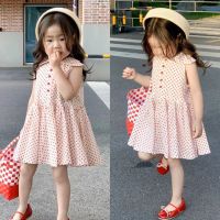 CUTE BABY?พร้อมส่ง?ชุดเดรสเด็ก ชุดเดรสกระโปรงเด็กผู้หญิง ชุดเดรสคอปกเเขนกุด(812)