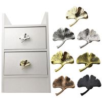 Cupboard Handle Zinc Alloy Cabinet Door Knob Ginkgo Leaf Furniture Drawer Pull Hardware Pulls Bar Knobs Handle For Cabinets Door Hardware Locks