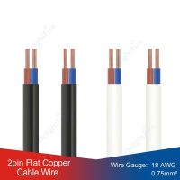 2pin Flat Electrical Extension Wire Hookup Wire 18AWG Oxygen Free Copper Dual Conductor AC Marine Boat Battery Automotive Cable