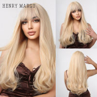 HNERY MARGU ยาวตรงแสงสีบลอนด์วิกผมสังเคราะห์สำหรับผู้หญิงสีขาวธรรมชาติผมเรียบทุกวันพรรคทนความร้อนวิกผม