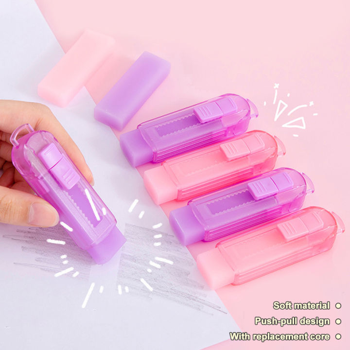 Hittime Cute Jelly Color Push-Pull Pencil Eraser Rubber Kids Children ...
