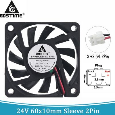 100 Pieces Gdstime DC 24V 2Pin 6010S 6CM Case Cooler Fan 60mm x 10mm Small  CPU Computer Cooling Radiator Fan Cooling Fans
