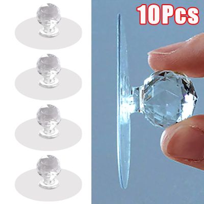 10Pcs Punch-free Crystal Drawer Handle Diamond Shape Self-Adhesive Acrylic Knobs Cabinet Wardrobe Furniture Pulls Handle Hanger