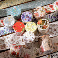 ดอกไม้ Wonderland Series Masking Washi เทป Retro ดอกไม้สีน้ำตกแต่งวัสดุกาวสติกเกอร์ป้าย Scrapbooking-fkldqyfiopgjf