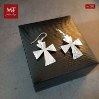 MT ต่างหูเงินแท้ รูปกากบาท แบบค้อนทุบ แบบห้อย/ตะขอเกี่ยว Solid 925 Sterling Silver Earrings (se281) MT Jewelry มณีธารา