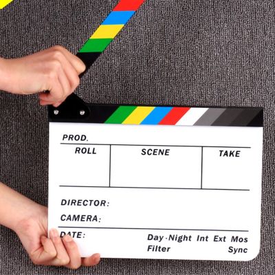 ”【；【-= Recording Director Clapperboard Notice Plate Clapper Board TV Movie Acrylic Clapboard Film Video Professional Props