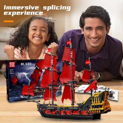 Mold King Ideas Pirate Ship Queen Revenges Pirate Ship Building Blocks Red Pearl Ship Bricks Model Toys Kids Christmas Gifts