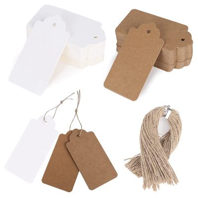 200Pcs Paper Gift Tags with 200 Root Natural Jute Twine for Gifts Arts and Crafts Wedding