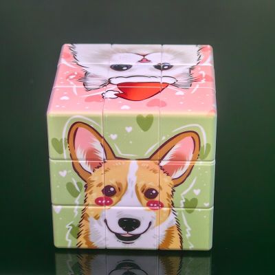 3x3x3 Cartoon Dog And Cat Magic Cube 3x3 Professional Speed Puzzle Educational Toys Infinite Original Hungarian Fidget Brain Teasers
