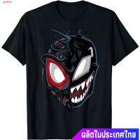 เสื้อยืดพิมพ์ลายแฟชั่น ยืด gothic เสื้อยืดกีฬา Marvel Spider-Man Maximum Venom Miles Morales Big Face T-Shirt Sports T-  UVCT