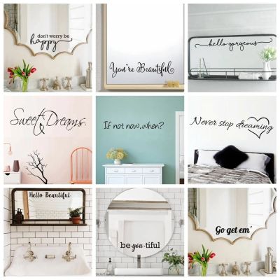 Nordic Style Phrase Quotes Vinyl Wall Sticker Italian Sentence Stickers For House Decoration Bedroom Decor Mirror Decals Tapestries Hangings
