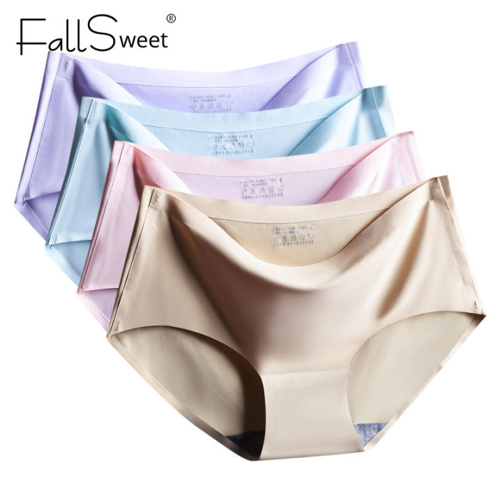 FallSweet Panties For Ladies Ice Silk Briefs Mid Waist Seamless Panty For  Woman High Quality Simple Sexy Lingerie 2022