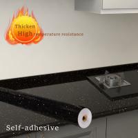 Waterproof Oil-proof Black Quartz Stone Marble Wallpaper Contact Paper PVC Self Adhesive Bathroom Kitchen Countertop Decor