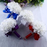 【Creative Dream Works】ช่อดอกไม้งานแต่งงานประดิษฐ์ทำมือดอกกุหลาบ Rhinestone เพื่อนเจ้าสาวเจ้าสาวช่อดอกไม้งานแต่งงาน De Mariage อุปกรณ์จัดงานแต่งงาน