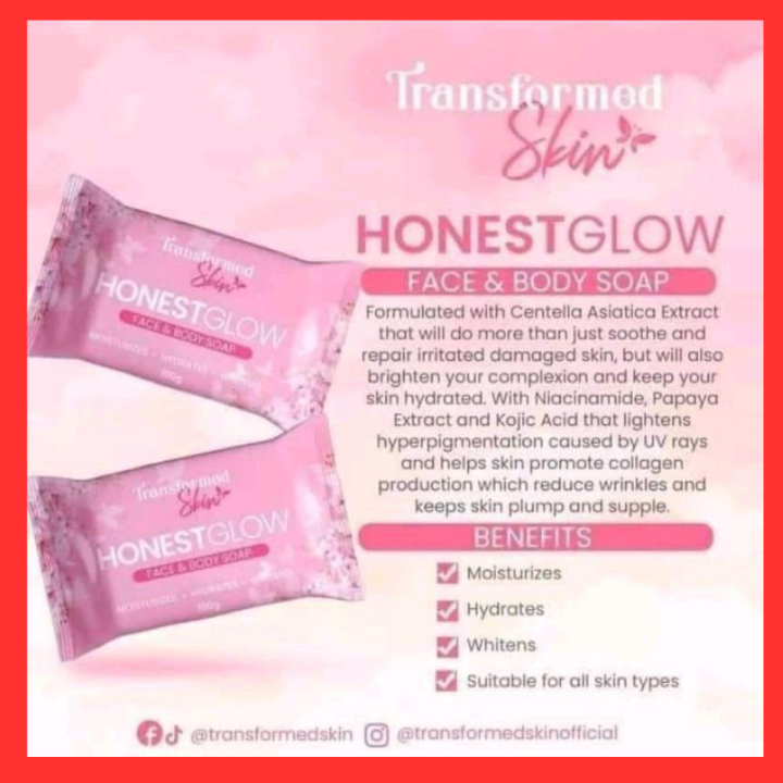 Buy 2 Glass Skin Honest Glow Soap For Face And Body 125g Whitens