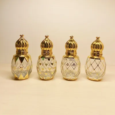 Classical Perfume Roll-on Bottle Luxuriant Mini Glass Bottle Delicate Refillable Vial Luxuriant Essential Oil Sample Bottle Arab Style Cosmetic Container