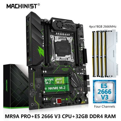 MACHINIST MR9A PRO X99 Motherboard Set Kit Xeon E5 2666 V3 CPU LGA 2011-3 Processor 32G=4*8G DDR4 RAM 2666MHz Memory NVME M.2