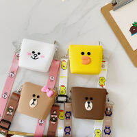 กระเป๋าซิลิคอน กระเป๋าสะพายข้าง ลายบราวน์ Line มีซิป เก็บเหรียญ Girls Shoulder Bag Gift  Coin Purses