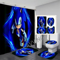 Sonic-Hedgehogs 3D Print Shower Curtain Waterproof Bathroom Curtain Anti-slip Bath Mat Set Toilet Rugs K01 Cars