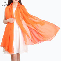 2022 Fashion Solid Color Ladies Chiffon Scarves Orange Beach Shawls and Wraps Pareo Large Women Long Scarves 170*70cm Wholesale2023