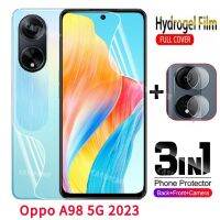 A98 Oppo ฟิล์มไฮโดรเจลป้องกันกล้องมองหลัง5G 2023 3in 1หน้าจอแบบอ่อนสำหรับ Oppo A98 5G OppoA98 A78 98A 98 2023 4G 5ไม่กระจกเทมเปอร์คลุมทั้งหมดหลังด้านหน้า