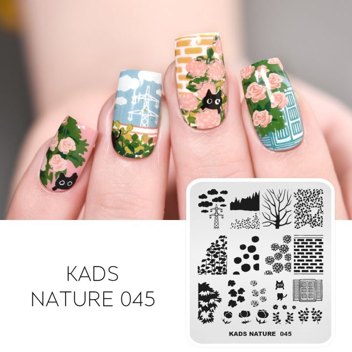 KADS Nail Art Stamping Plate Nature Manicure DIY Template Stencil Nail Set  Kit