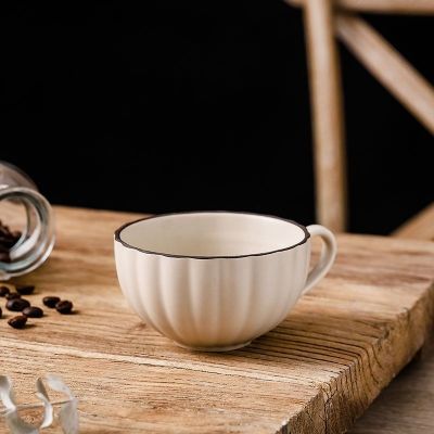Genuine Original High-end Nordic Ceramic Coffee Mug Retro Style Afternoon Flower Tea Cup Saucer With Spoon Ins High-value Hanging Ear Cup