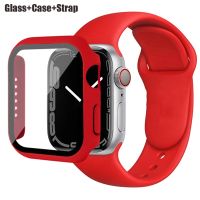 rfgykdtg Glass Case Strap For Apple Watch band 44mm 45mm 40mm 41mmm 38mm 42mm 44mm Silicone watchband bracelet iWatch series 4 5 6 se 7 8