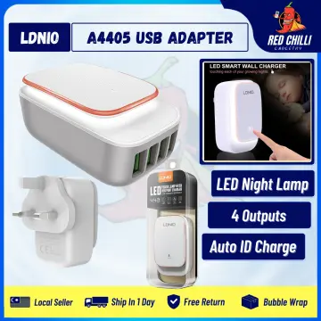 LENCENT USB Charger Plug, LED Touch Night Light, 4-Port USB Universal