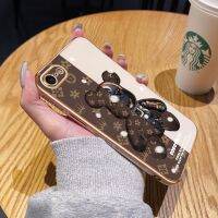 YIWESAN เคสกรณีสำหรับ iPhone 7 Plus8 Plus SE 2020กรณีแฟชั่นน้ำวิศวกรรมหมีด้านข้างขอบกรณีบางหรูหราชุบแบบปลอกเต็มเลนส์ปกกล้องปกป้องกันกระแทกเปลือกหอย