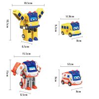 ABS Gogo Bus Transformation Vehicle 3 Changeable Face Expression Action Figures Deformation Ambulance/Police/Fireman Slide Toys