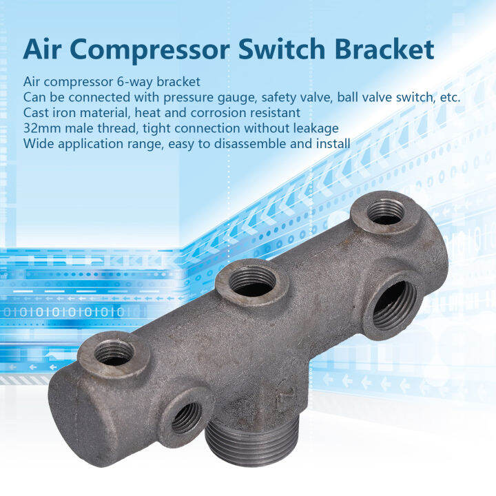 Male Thread Valve Holder 32mm Diameter 6 Way Air Compressor Switch
