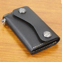 TOP☆Vintage Women &amp; Mens Full Grain Genuine Leather Key Wallet Key Holder Case Keychain Bag Black MC803 Free ship