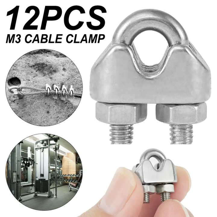 12pcs U Type Clamp Wire Rope Clips M3 Heavy Duty 3mm Stainless Steel