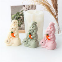 Animal Bunny Gypsum Mousse Silicone Mould Family Of Three Resin Aromatherapy Carrot Easter Stacking Rabbit